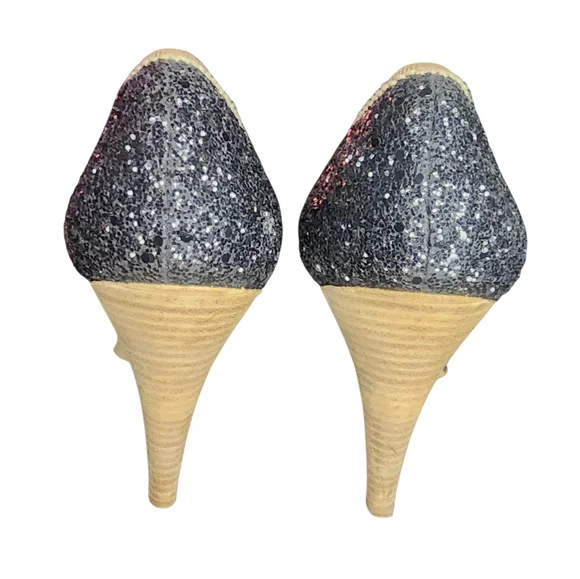 Miu Miu Black & Beige Glitter Mary Jane Pumps, Womens 38 EU (8 US) - Picture 7 of 11